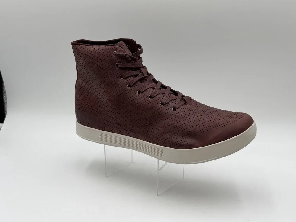 NOBULL Men’s Size 15 High-Top Court Trainer Deep Burgundy Perforated Leather